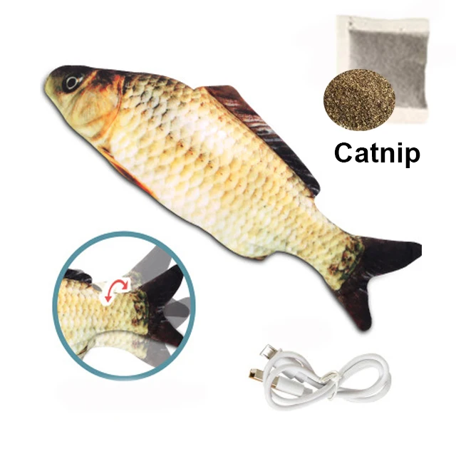 Cat Toy Fish USB Electric Charging Simulation Fish Catnip Cat Pet Chew Bite Interactive Cat Toys Dropshiping Floppy Wagging Fish 