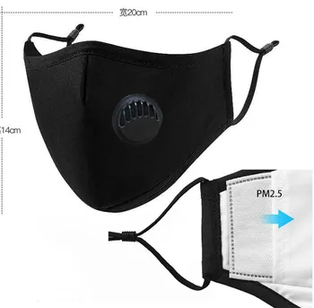 

Reusable And Washable Black Cotton Face Mask Dust-proof Breathable Safe Health Masks Pm2.5 Filter Pads Can Be Replaced