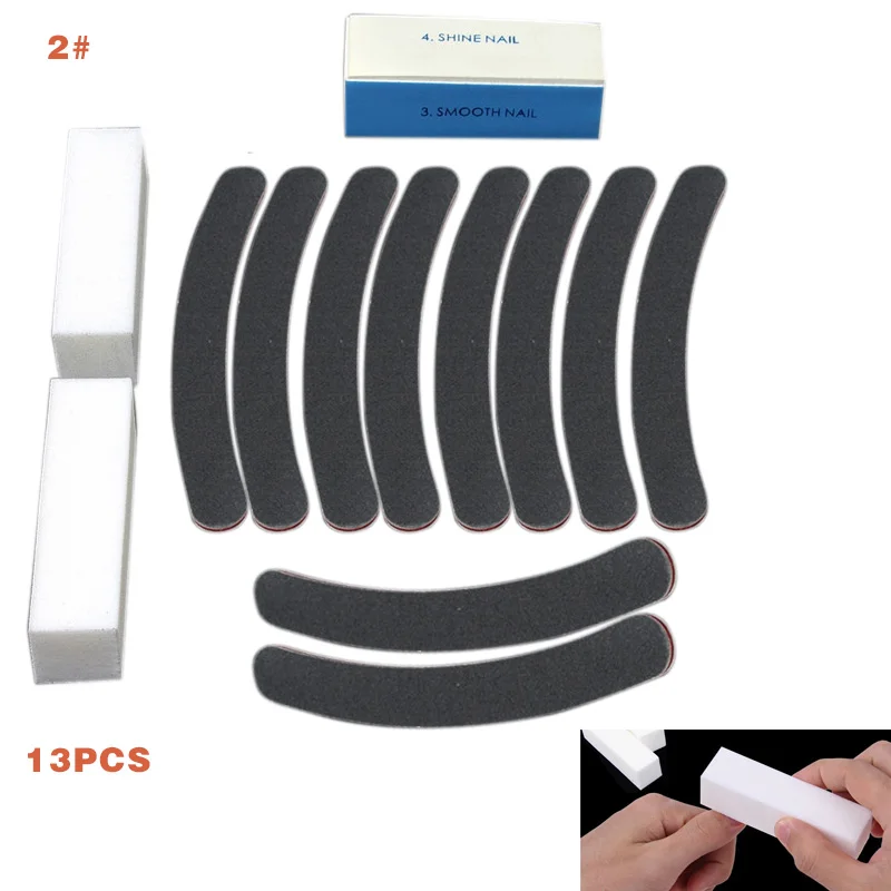 13 Pcs/Set Nail Sanding Files 4 Way Buffer Block Nails Art Salon Manicure Pedicure Care Tools Kit 998