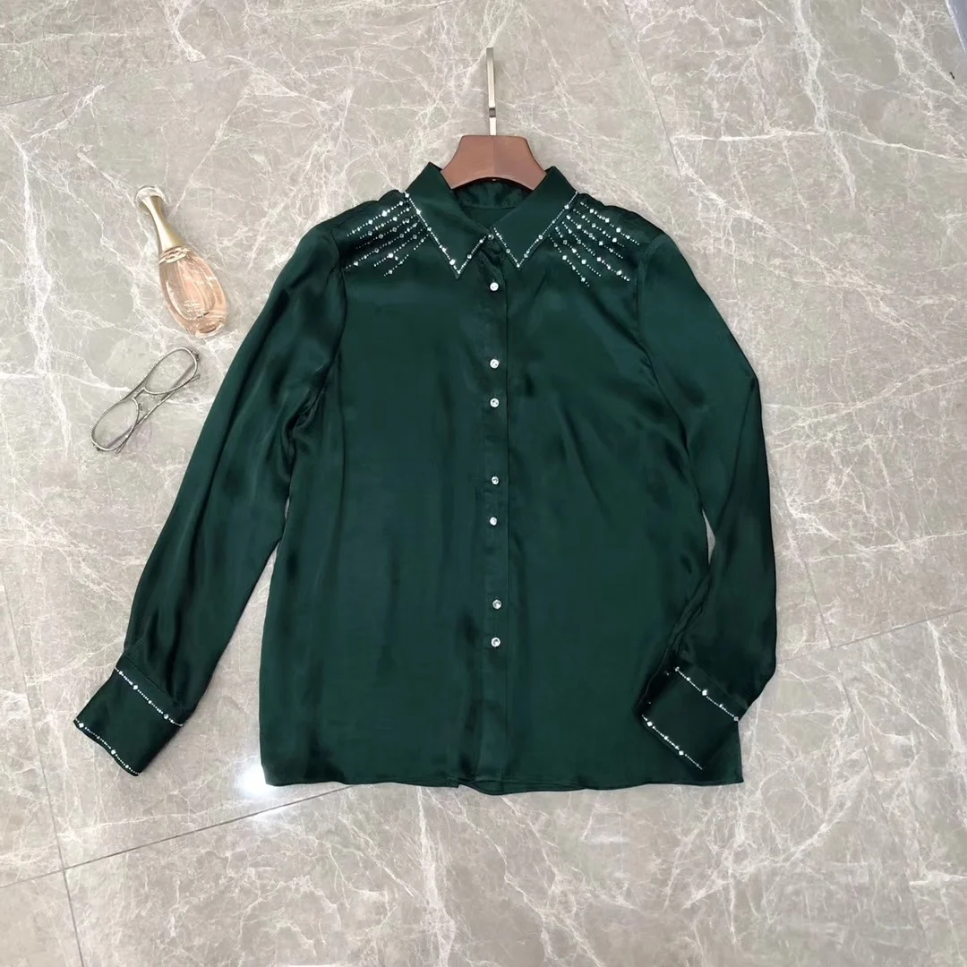 new ladies fashion long sleeve sexy nail drill shirt 1217