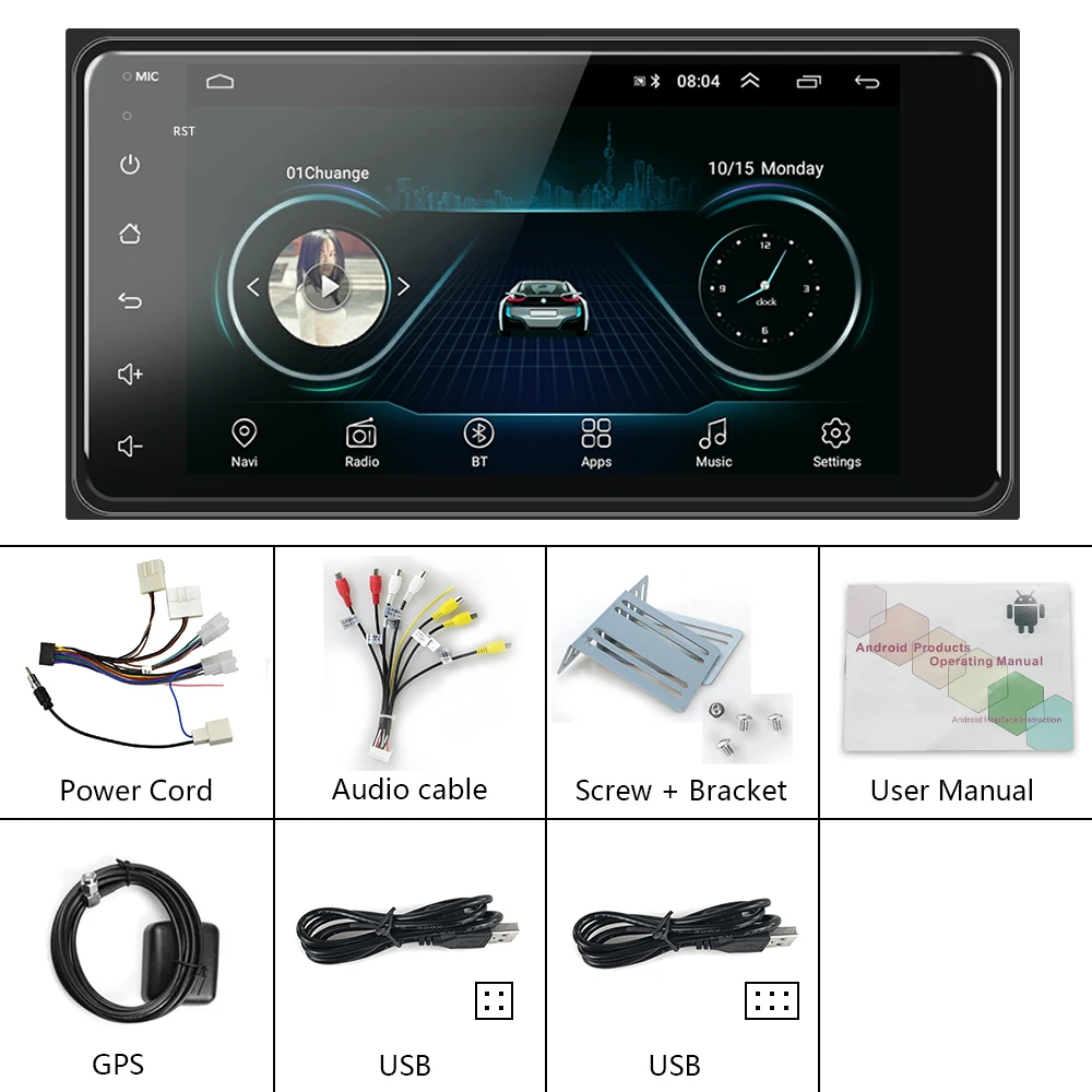 Podofo 2 din Android 8 1 радио GPS автомобильный мультимедийный плеер 2Din универсальный для