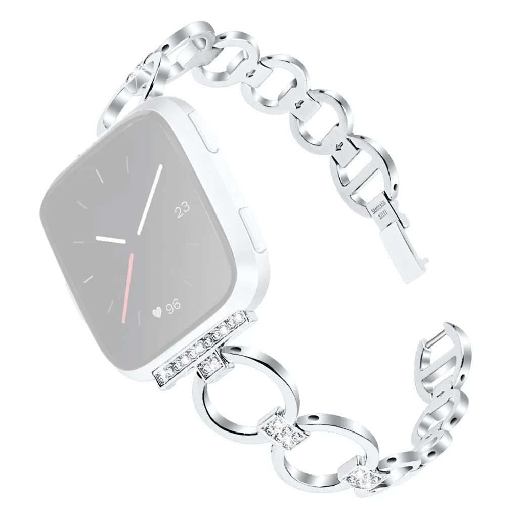 Браслет замена девушки часы ремешок-Браслет для Fitbit Versa Lite Мода цепи браслет подарок для женщин серебро