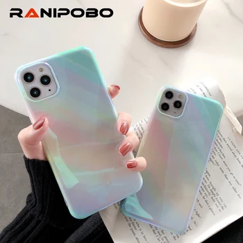 

Turquoise Gradient Phone Case For iPhone 11 11Pro Max X XR XS Max 7 8 Plus Fresh Glossy All-inclusive Phone Back Soft Cover
