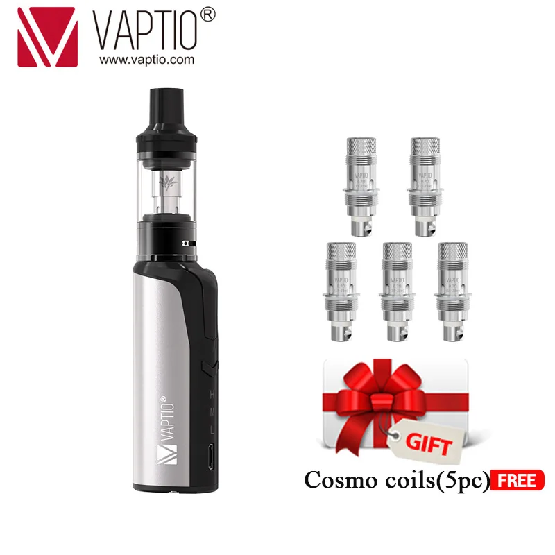 Silver Подарок, 5 шт., набор для электронных сигарет Vaptio Cosmo, Vape ручка, встроенный аккумулятор, 1500 мА/ч, набор для электронных сигарет, 2,0 мл, Cosmo Атомайзер - Цвет: Silver