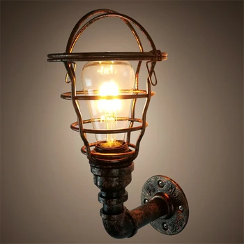 

Punk Style Rustic Iron Wall Lamp Vintage Design Wall Sconce Light Fixture with Led Bulb for Loft Home Room Decor Bedroom