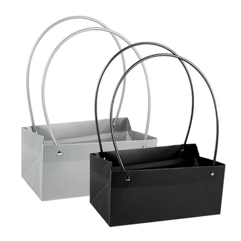 

Portable Kraft Paper Bag PVC Flowers Carry Bag Rectangular Waterproof Flower Box Party Decoration Boxes Gift Boxes & Bags
