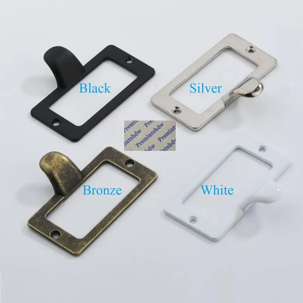 50Pcs Zinc Alloy Rectangle Library File Cabinet Drawer Index Card Tag Label Holder Metal Frame White Black Bronze Silver
