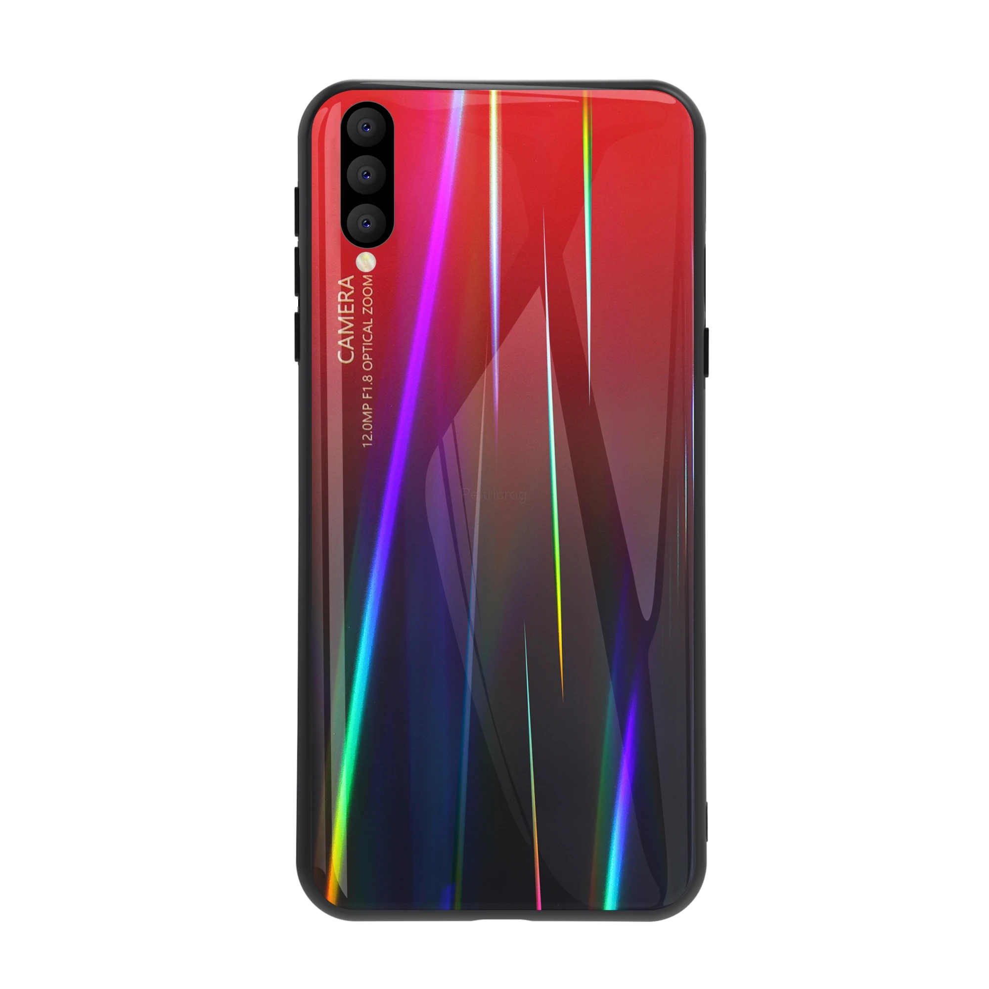 Aurora лазерный градиентный чехол из закаленного стекла для телефона для Xiaomi mi 9 SE 9SE чехол для Red mi Note 8 7 Pro Note8 Note7 противоударный чехол - Цвет: Flame Red