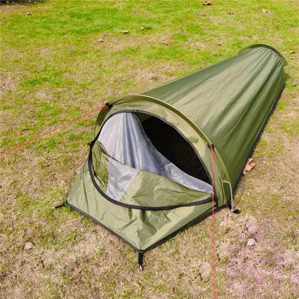 Waterproof 1 Person Camping Tent Outdoor Backpacking Tourist Travel Tent Ultralight Mountaineering Sleeping Bag Bivy Bag