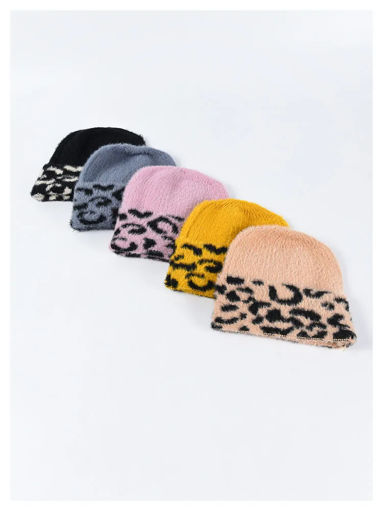 Бархатные шапочки высокого качества с леопардовым принтом, шапки унисекс, осенне-зимние шапки, Корейская женская утолщенная теплая шапка, Повседневная вязаная шапка