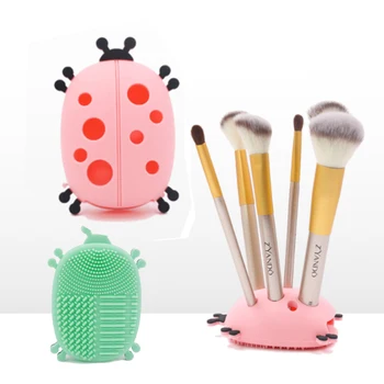 

Ladybug Silicone Brush Cleaner Cosmetic Make Up Washing Brush Gel Cleaning Mat Makeup Brush Cleaner Pad Tool Storage Box