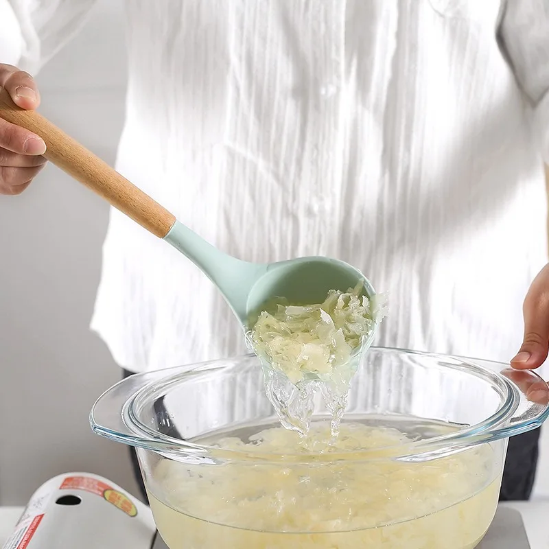 Non-stick Silicone Kitchenware Cooking Utensils Set Cookware Spatula Shovel Egg Beaters Wooden Handle Kitchen Cooking Tool Set