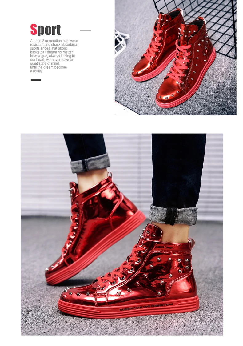 Новые классические кроссовки с заклепками для мужчин; zapatos de hombre; оригинальные золотистые туфли на платформе; обувь для скейтбординга