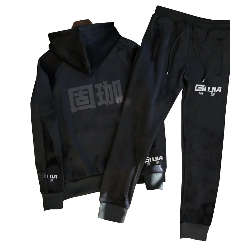 

Italian gujia Autumn and winter fleece hoodie large size men loose cardigan sport clothes thickened warm shake fleece coat men