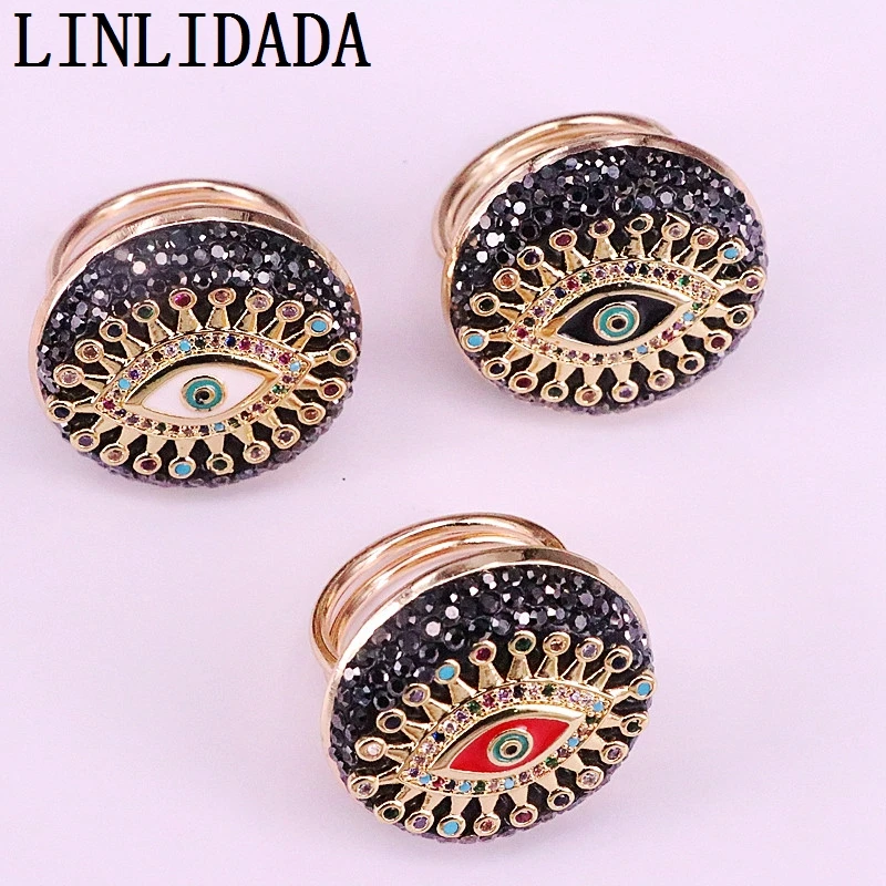 5 шт. Новое модное позолоченное кольцо CZ Micro Pave Eye эмаль кольцо горный хрусталь подвеска с мозаикой из драгоценных камней кольцо женские ювелирные изделия