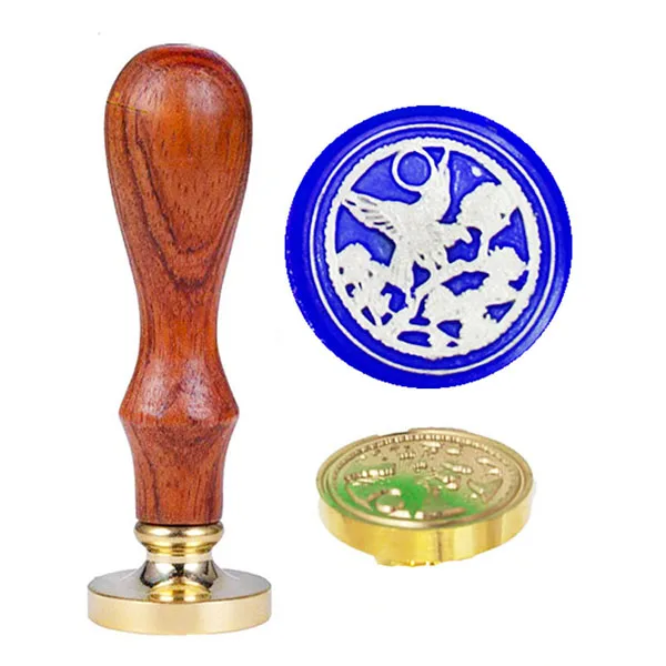 1 wax seall stamp Орел Птица Печать воск печать штамп Винтаж на заказ ваш дизайн Elegangt натуральный Палисандр Ручка уплотнения воск комплект печатей подарок - Цвет: 1 wax seall stamp
