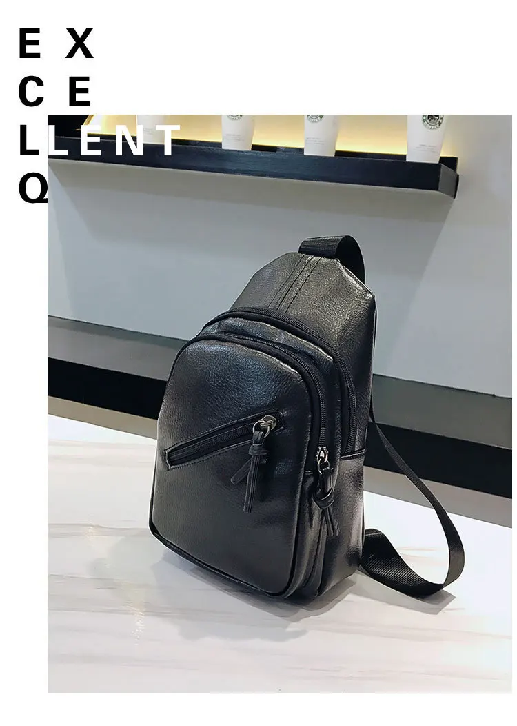 Special Offer New Style Korean-style Casual Travel PU Leather Shoulder Cross-body Backpack Fashion Men Shoulder Chest Pack