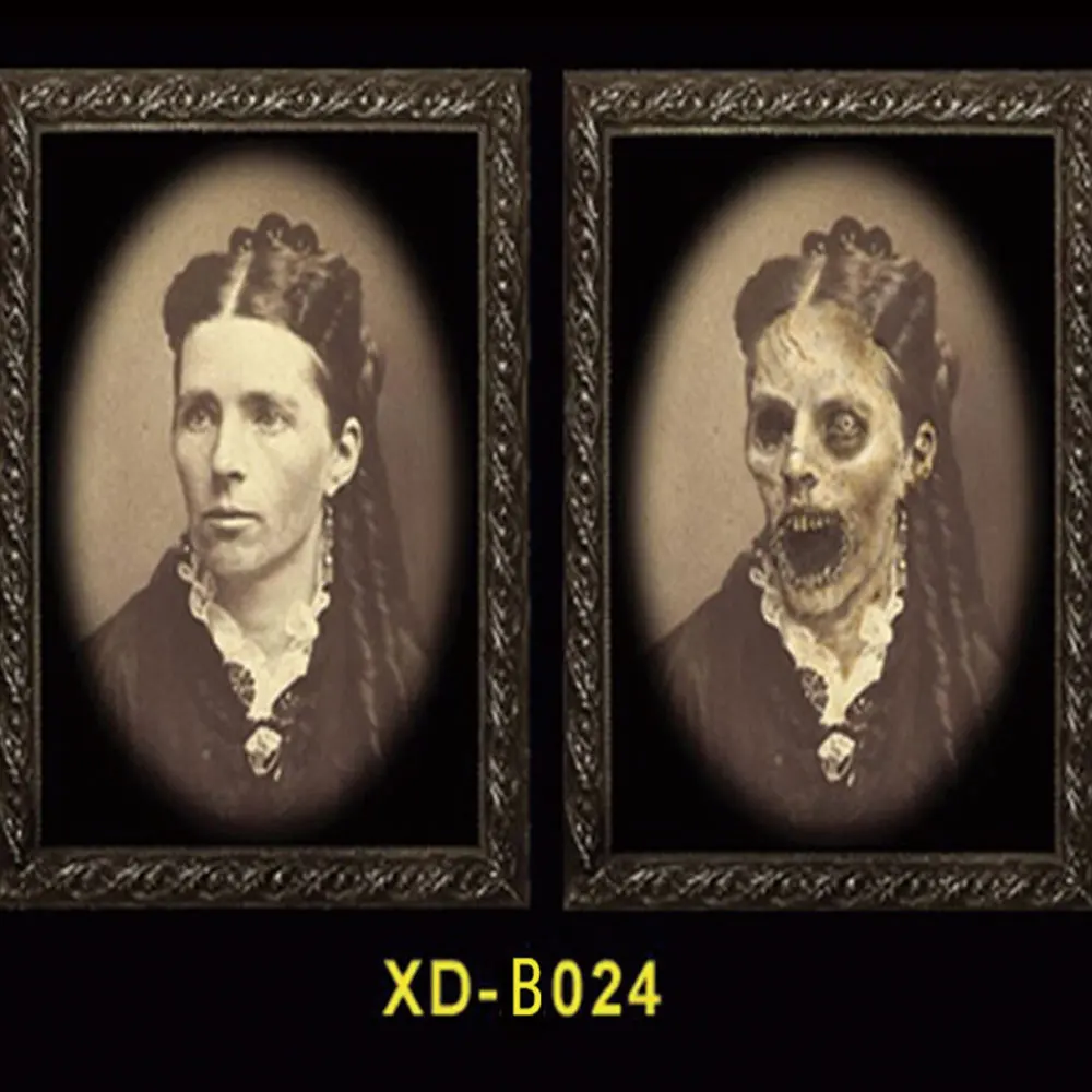 O 3D призрак фоторамка украшения-ужастики для хеллоуина рукоделия украшения для девичника тематическая вечеринка Хэллоуин реквизит 38x25 см - Цвет: O