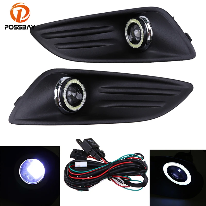

Car Styling Daytime Running Lights Fit for Ford Fiesta Hatchback/Sedan 2014-2016 Facelift LED Fog Light Auto Angel Eyes Foglamp