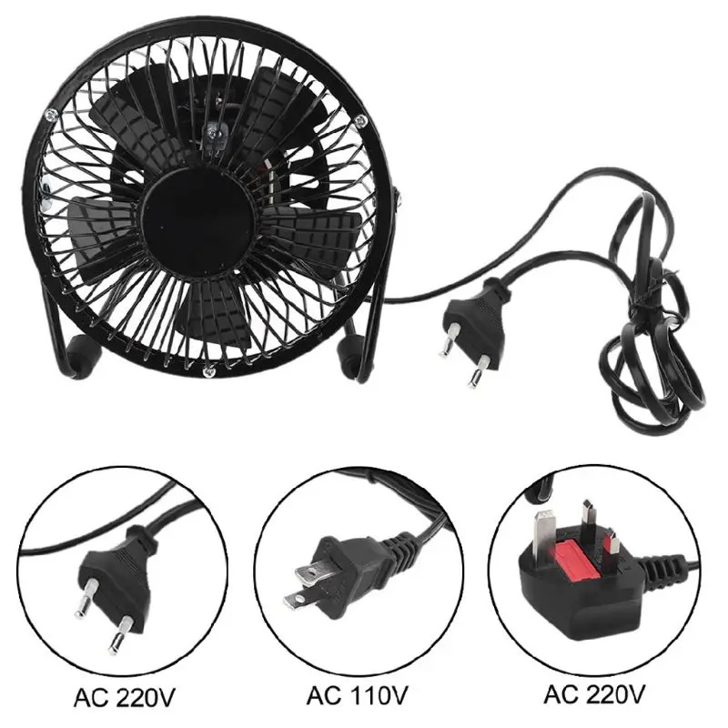 AU US EU UK Plug AC 110V 220V Electric Fans Table Metal Fan Small