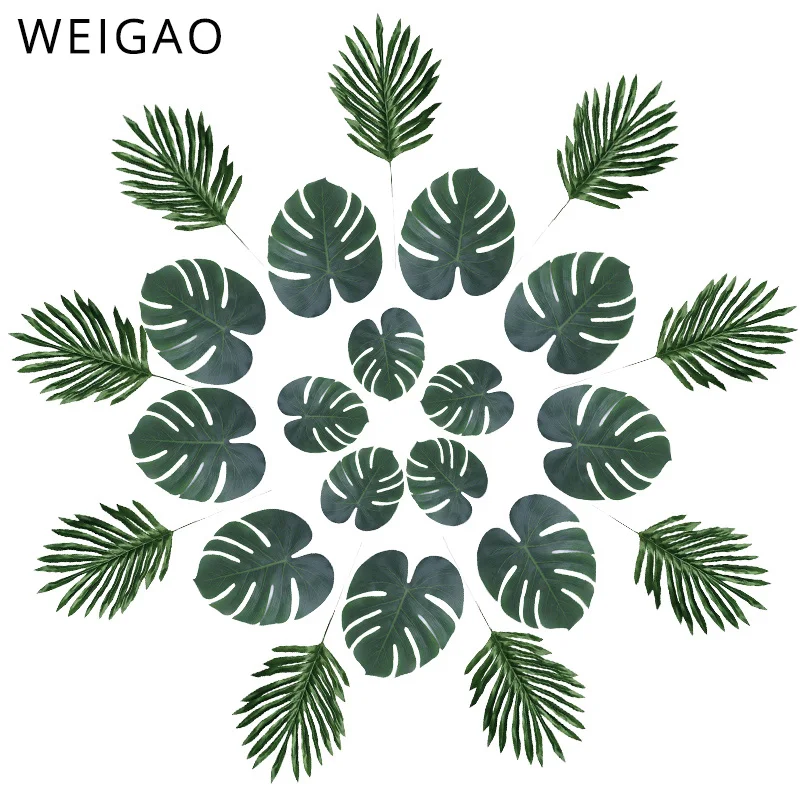 WEIGAO искусственные Пальмовые Листья тропические листья растений Гавайские Луау украшения, товары для вечеринки Aloha джунгли пляж День Рождения Декор