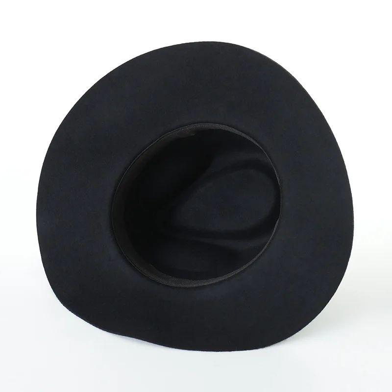 01912-hh8069 сплошное шерстяное Классический Ремень Шляпа Fedora Мужская и женская панама джазовая, шляпа