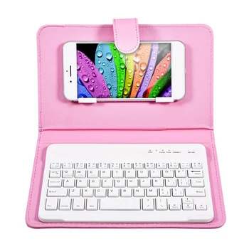 

Dropshipping 2in1 BT Keyboard Universal Wireless Keyboard Flip Case Cover Keyboards With USB Cable Stand For Android Phones