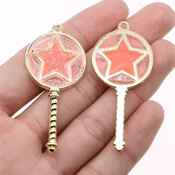 

WYSIWYG Star Magic Wand Charms Pendant DIY Jewelry Findings KC Gold Tone 55x25mm 2pcs/lot