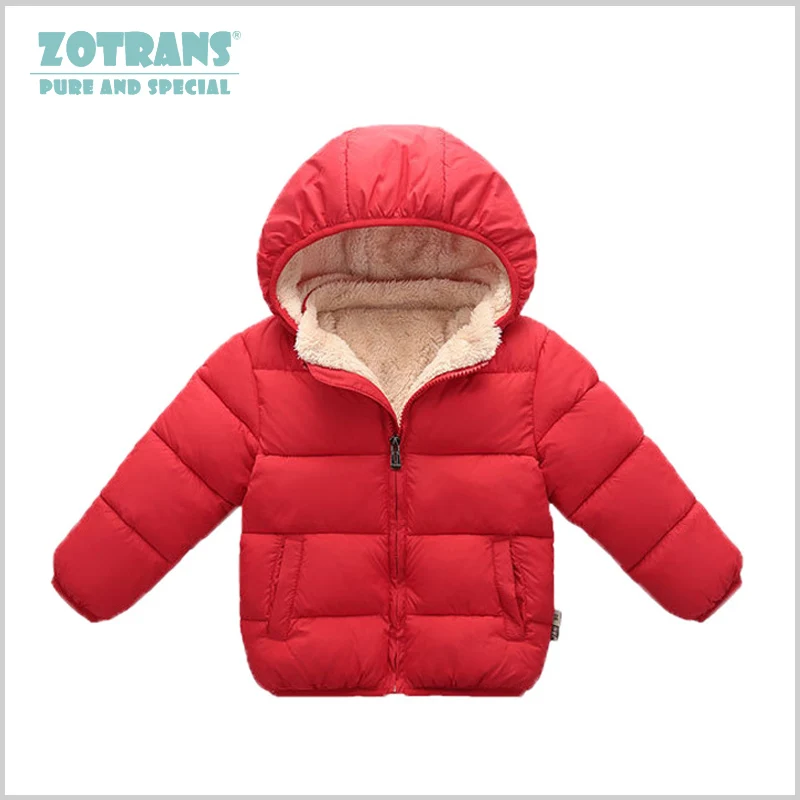 Детское пальто; зимние куртки для мальчиков; Осенняя верхняя одежда для детей; пальто с капюшоном для младенцев; Одежда для новорожденных; детский зимний утепленный комбинезон - Цвет: Red