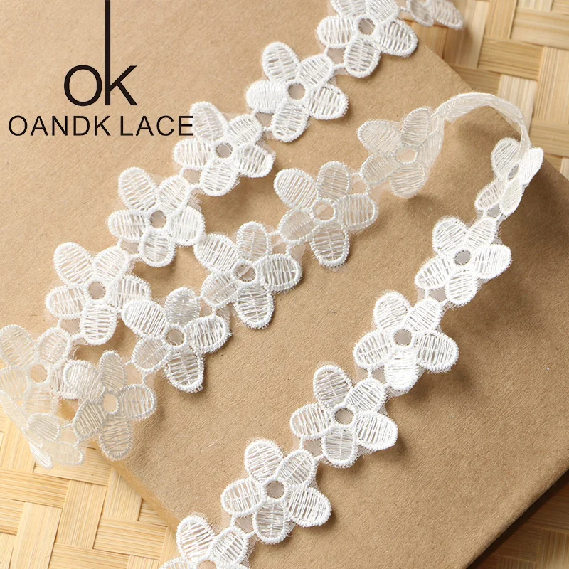 White Embroidered Flower Lace Trim Applique Headband lace ribbon lace garment accessories lace sewing supplies lace sewing accessories lace hair accessories lace decoration lace accessories Craft Sewing 2 Yards Knitting DIY Handmade Patchwork Ribbon Sewing