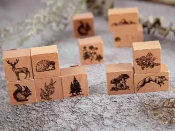 

Wooden seal cute animal retro plant mushroom hand account tool