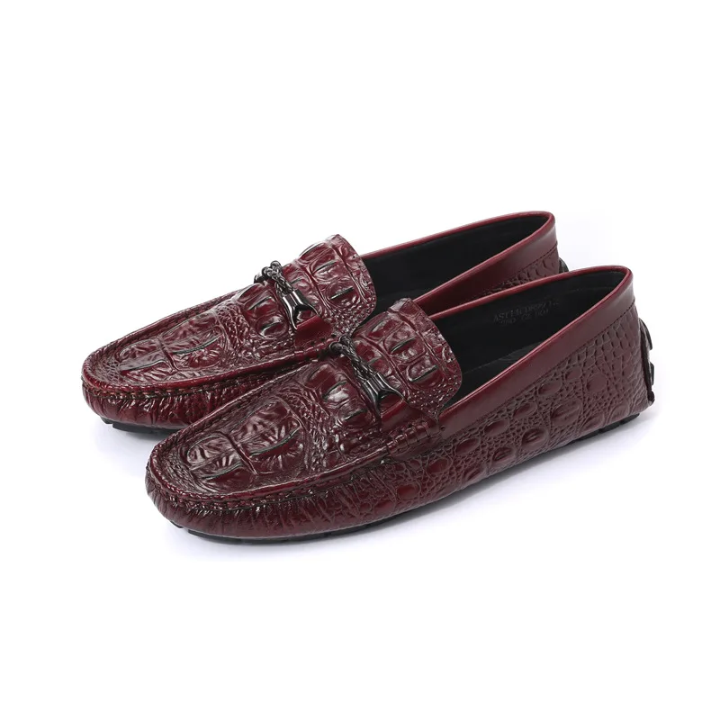 

Popular MEN'S SHOES New High-End Moccosins Men Genuine Leather Crocodile Pattern Business Leather Shoes Breathable Casual Shoes