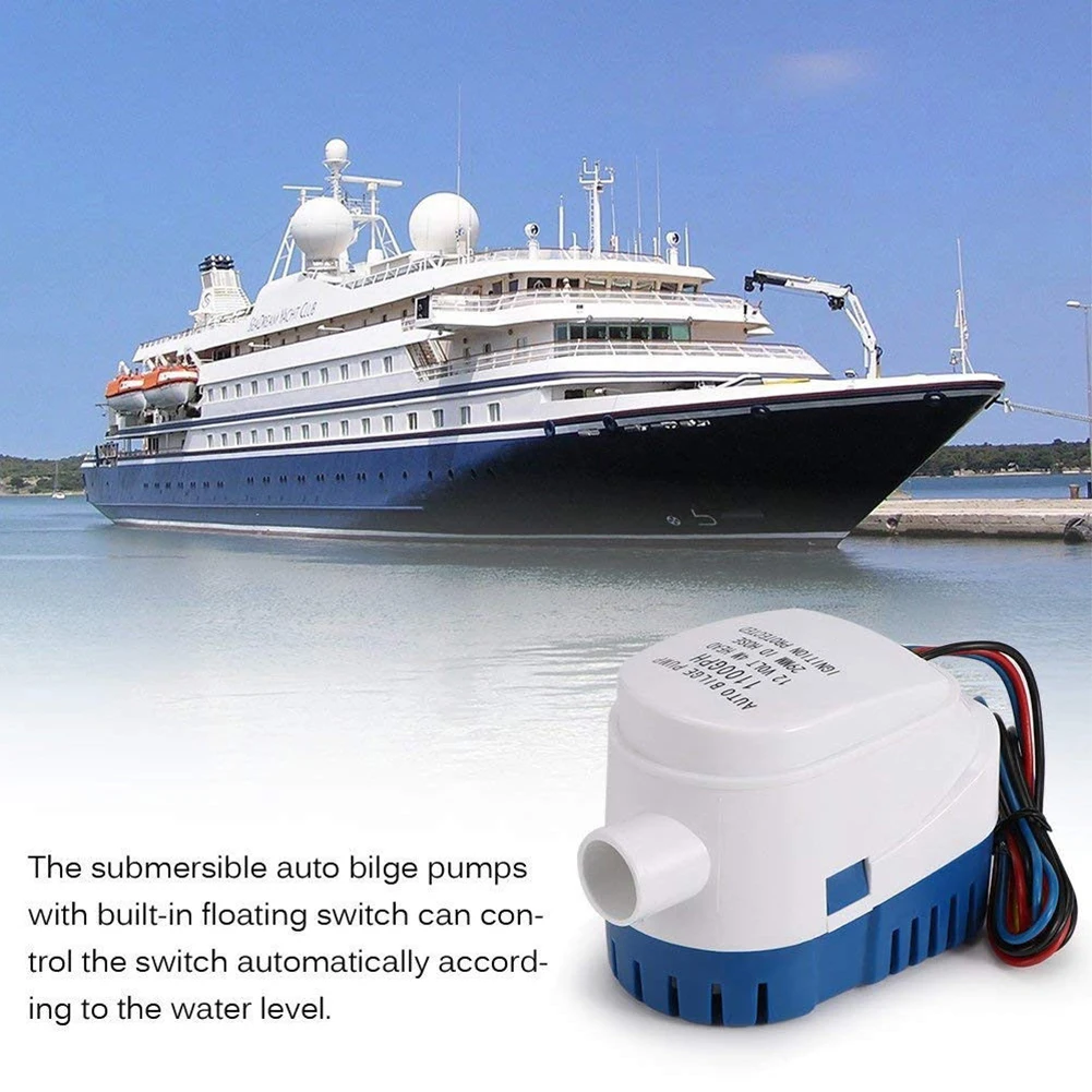 Automatic Submarine Bilge Pump 12/24V 1100GPH Marine Automatic Submersible Bilge Automatic with Float Switch