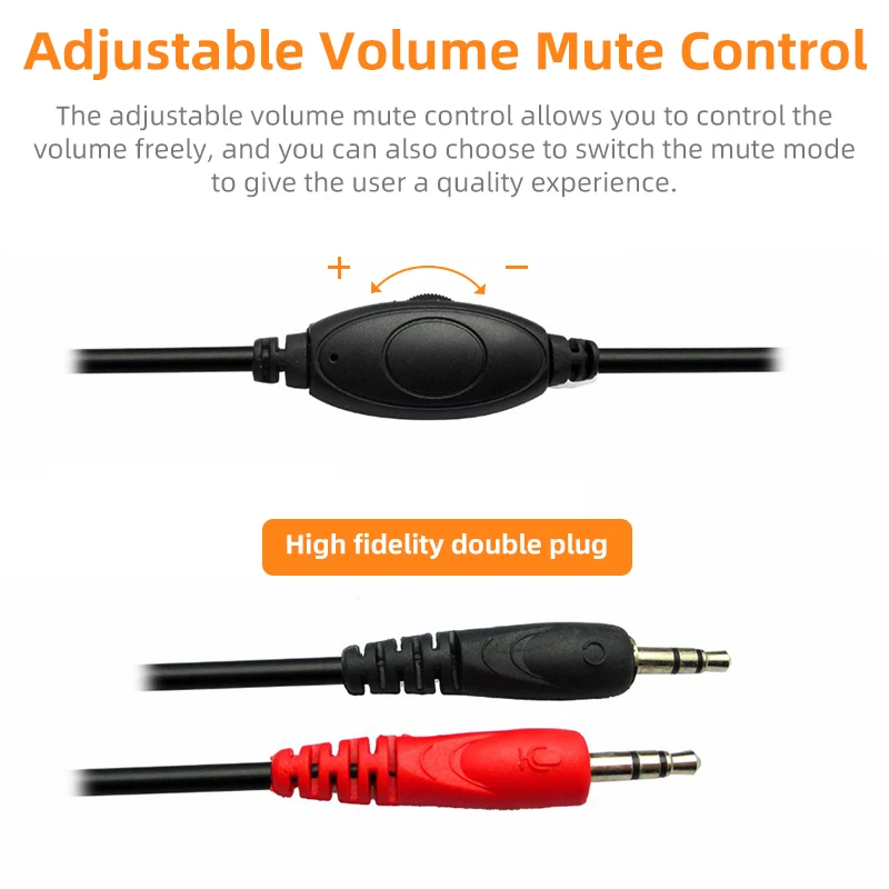 Stereo Over Ear Wired Gaming Headphone For PC Gamer Music Hifi MP3 MP4 3 5mm Audio Cable Headset For Computer Laptop Cellphone