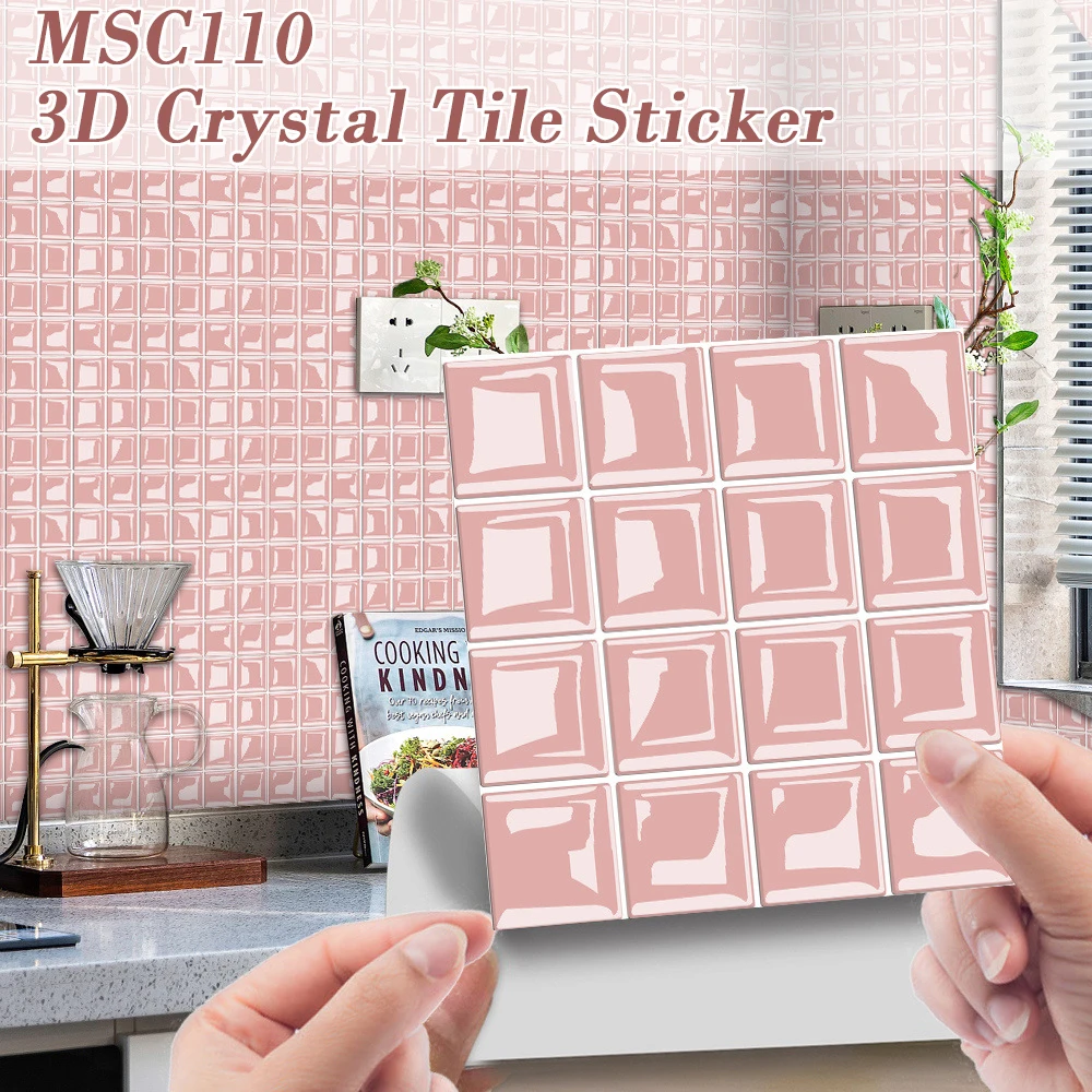 3D pink mosaic crystal home Decal ceramic tile wall decal floor Decal Wall Decal waterproof ceramic tile Decal kitchen bathroom