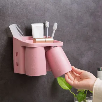 

Toothbrush Holder Bathroom Toothpaste Storage Organizer for Toothbrushes Shelf Magnetic Adsorption VJ-Drop