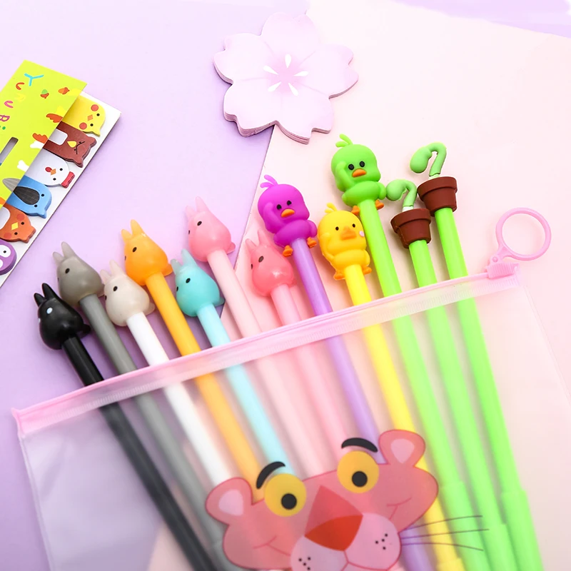 18 12 шт. корейский Kawaii флейта гелевая ручка с единорогом Kawai креативный Танк школа Канцелярские принадлежности магазин Милый Забавный аниме вещь подарок - Цвет: 18