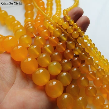 

AAA+ Natural Round yellow Agate Stone Beads For Jewelry Making DIY Bracelet Necklace Material 4/ 6/8/10/12/14/16/18/20mm