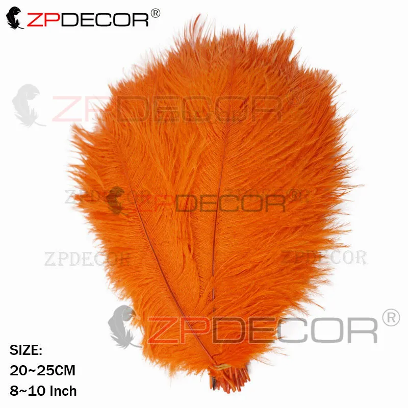 ZPDECOR Красивые 20-25 см/8-10 дюймов страусиные перья для рукоделия ювелирных изделий для свадебной вечеринки - Цвет: Оранжевый
