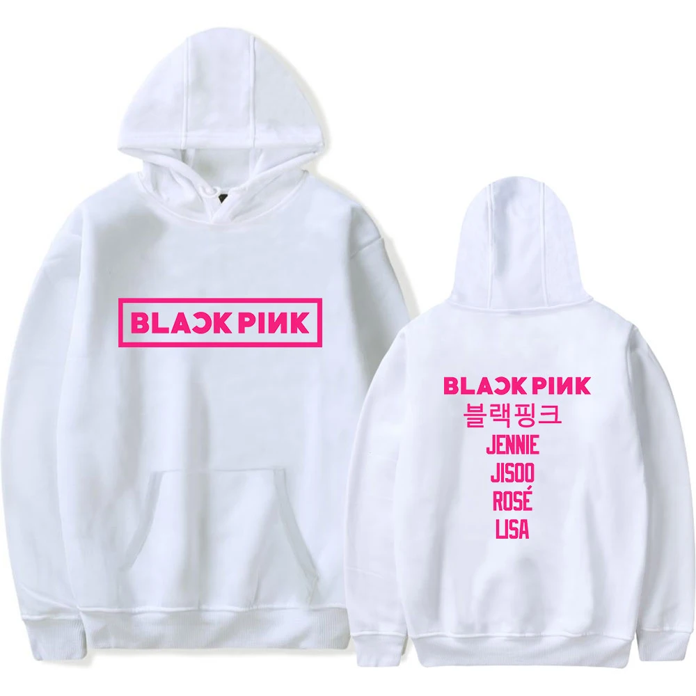 Черные розовые Kpop женские толстовки уличная Толстовка Модные с принтом большие толстовки пуловер толстовки Женская толстовка одежда