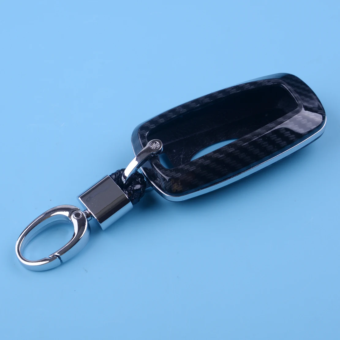 

DWCX Carbon Fiber Style Smart Key Fob Chain Case Cover Fit for Ford Fusion F150 F250 Mustang Explorer Edge Ranger Ecosport