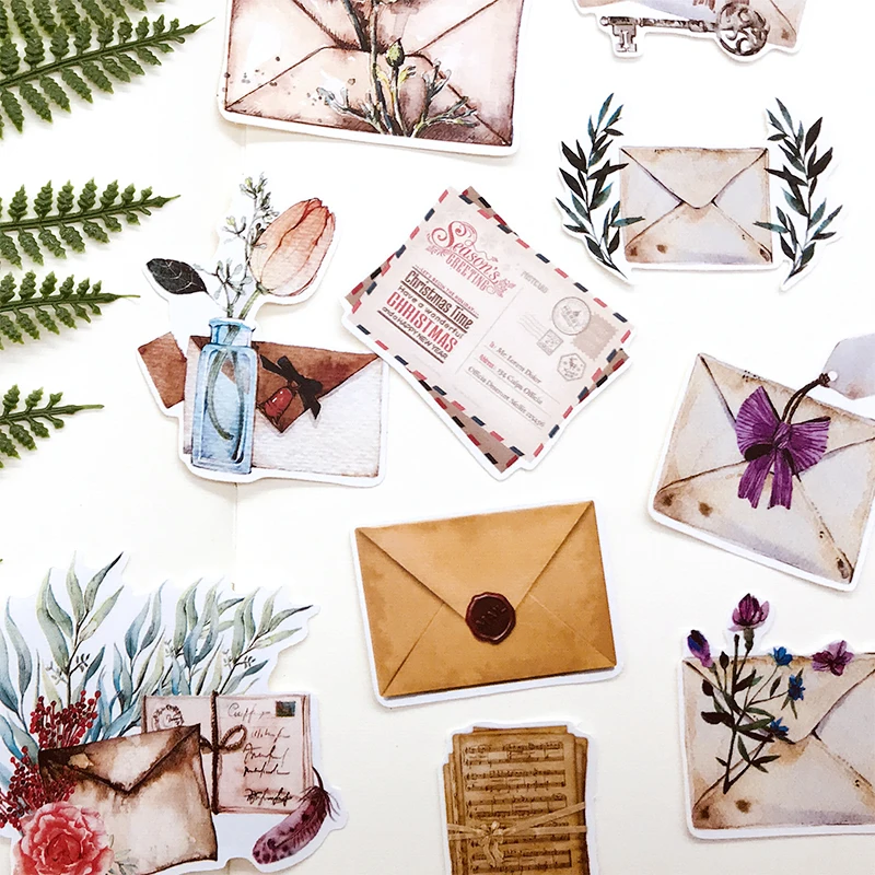 Old Flowers Envelopes Letters Stickers Junk Journal Diary Planner Sticker Scrapbooking Decorative Sticker DIY Craft Photo Album