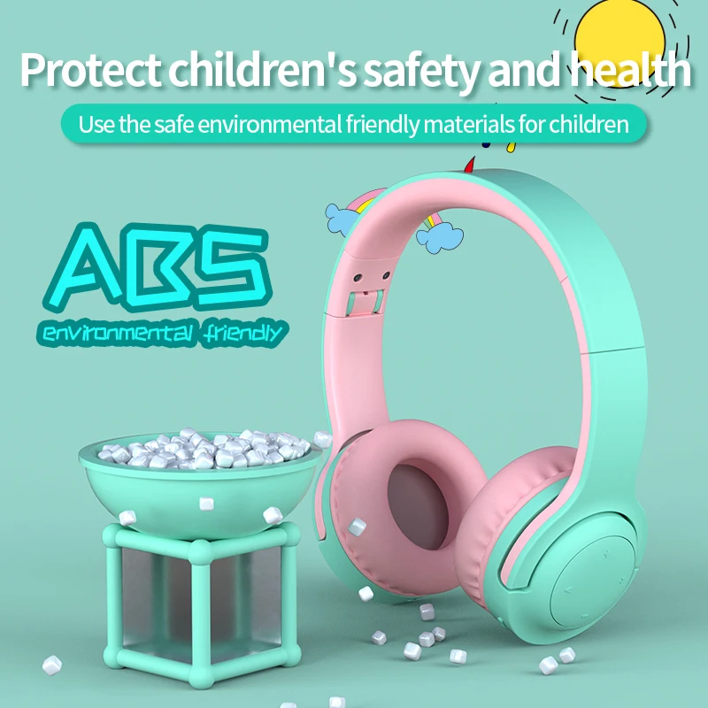 Birthday Present Candy Color Kids Wireless Earphones Stereo Noise Reduction Bluetooth Headset Protect Hearing For Study Game