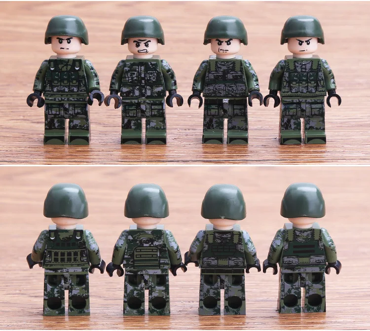  1 Set WW2 Camo Assembled Building Blocks Dolls Military Soldier Weapons City Bricks Building Block 