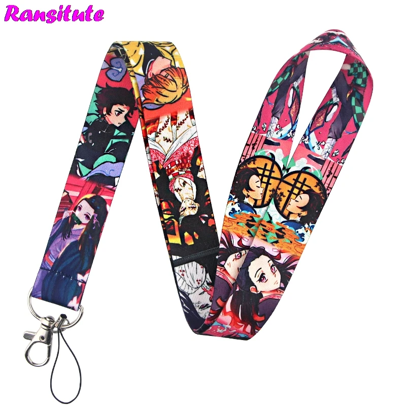 Ransitute Demon Slayer: Kimetsu no Yaiba lanyard Ключ ID карта телефон ремешок USB держатель Бейджа DIY шейный ремешок украшение для ремешка R725
