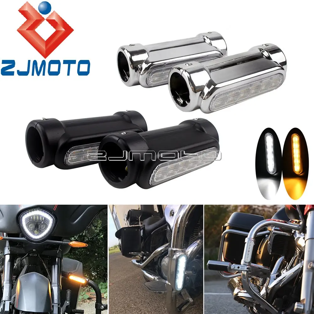 

Motorcycle Aluminum LED Driving Light 1-1/4" Highway Crash Bar Turn Signals For Harley 1.25" Engine Guard Mount Turn Indicators