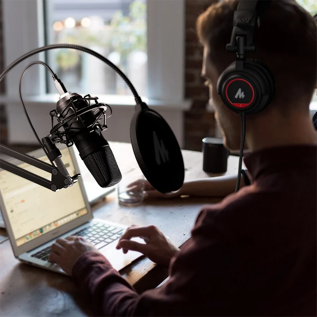 MAONO-micrófono USB A04H con juego de auriculares de estudio, condensador Vocal, cardioide, Podcast, Mike, para Mac y Windows, 192kHz/24 bits 5