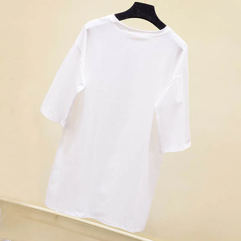 Весенне-летнее женское платье размера плюс, обхват груди 158 см, 5XL, 6XL, 7XL, 8XL, 9XL, женская футболка черного, белого, розового цветов