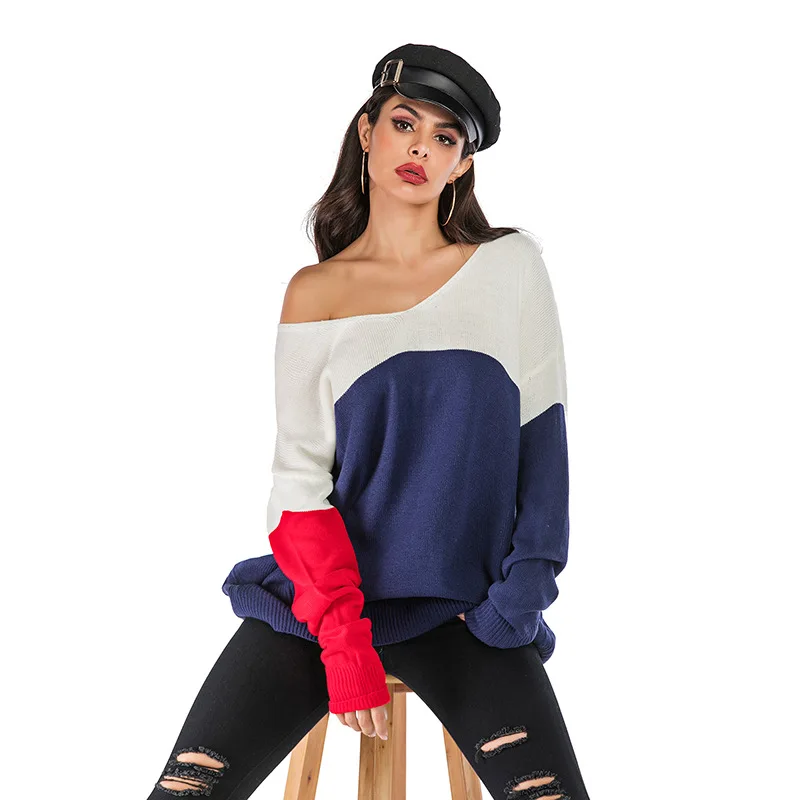 Spring and Autumn 2020 new sweater one-word shoulder-mounted long-sleeved sweater jumper solid color 100 women's bottom shirt Spring and Autumn 2020 new sweater one-word shoulder-mounted long-sleeved sweater jumper solid color 100 women's bottom shirt