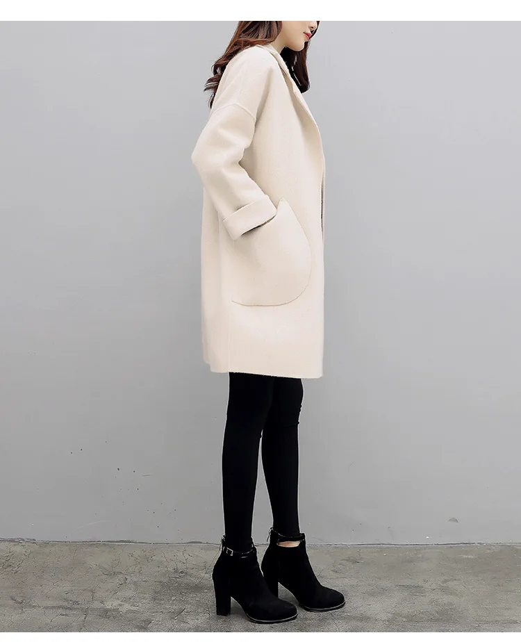 Hot Sale Woman Wool Coat High Quality Winter Jacket Women Loose Woolen Long Cashmere Coats Cardigan Jackets Elegant Blend